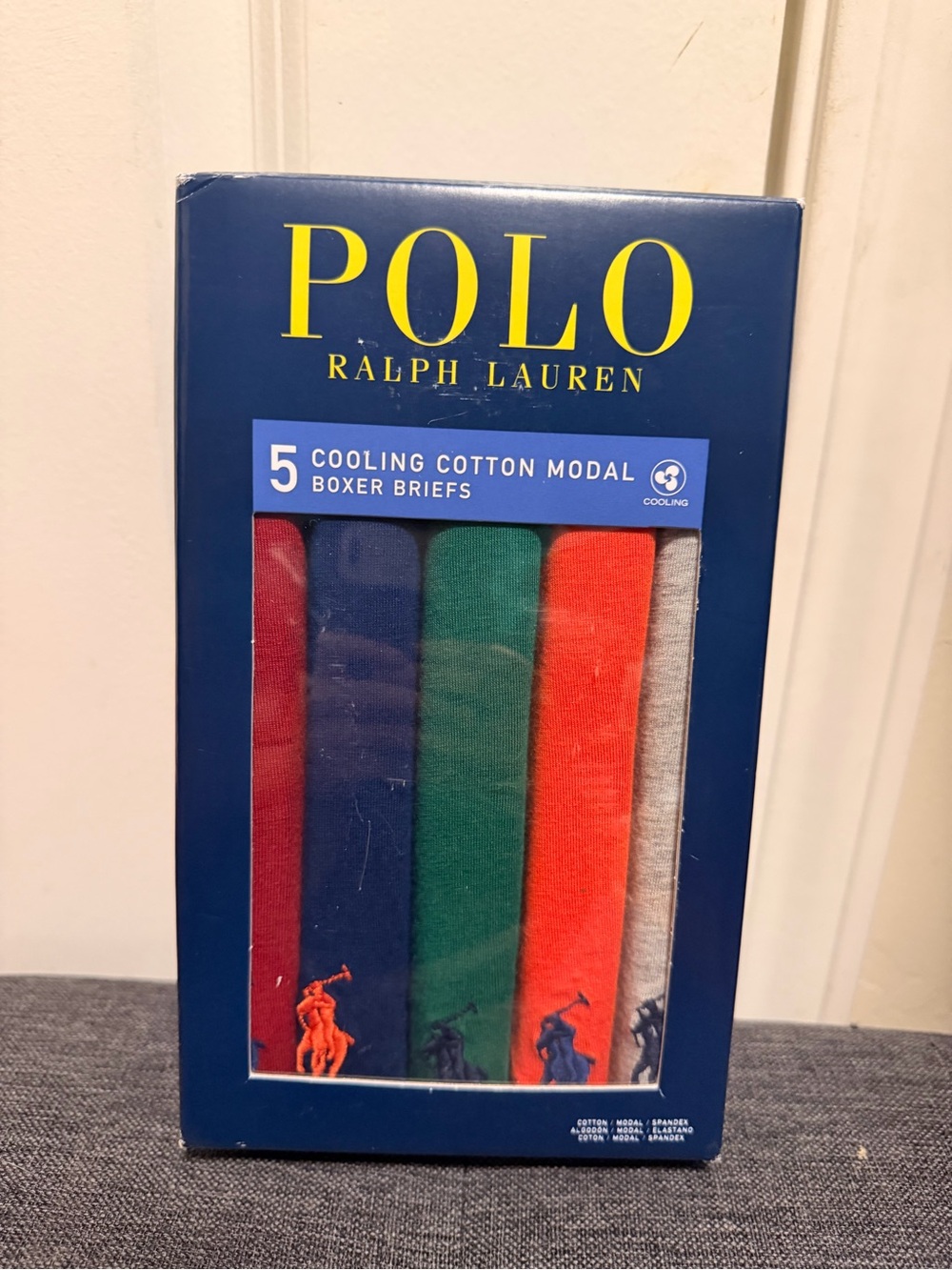 Polo by Ralph Lauren 5-Pack Boxer Briefs - Red, Navy, Green, Orange, Gray